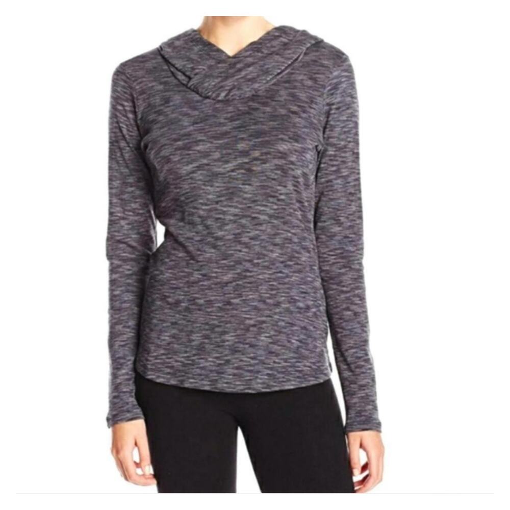 Columbia Sportwear Gray White Space Dye Stretch Athletic LS Hoodie Shirt Top XL